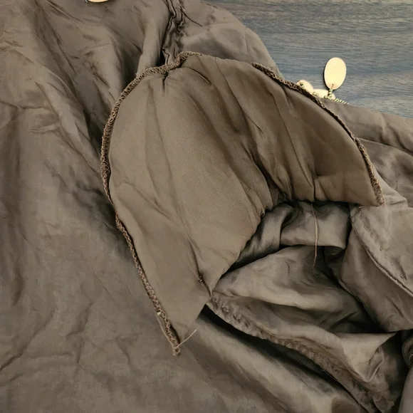 Vintage 100% Silk Chocolate Brown Copper Sequin Beaded Cardigan - Picture 4 of 7